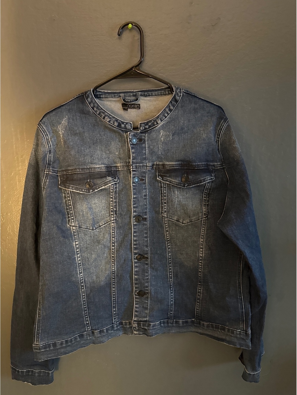 Norah Women's Denim Jacket Size 48 with Round Neck